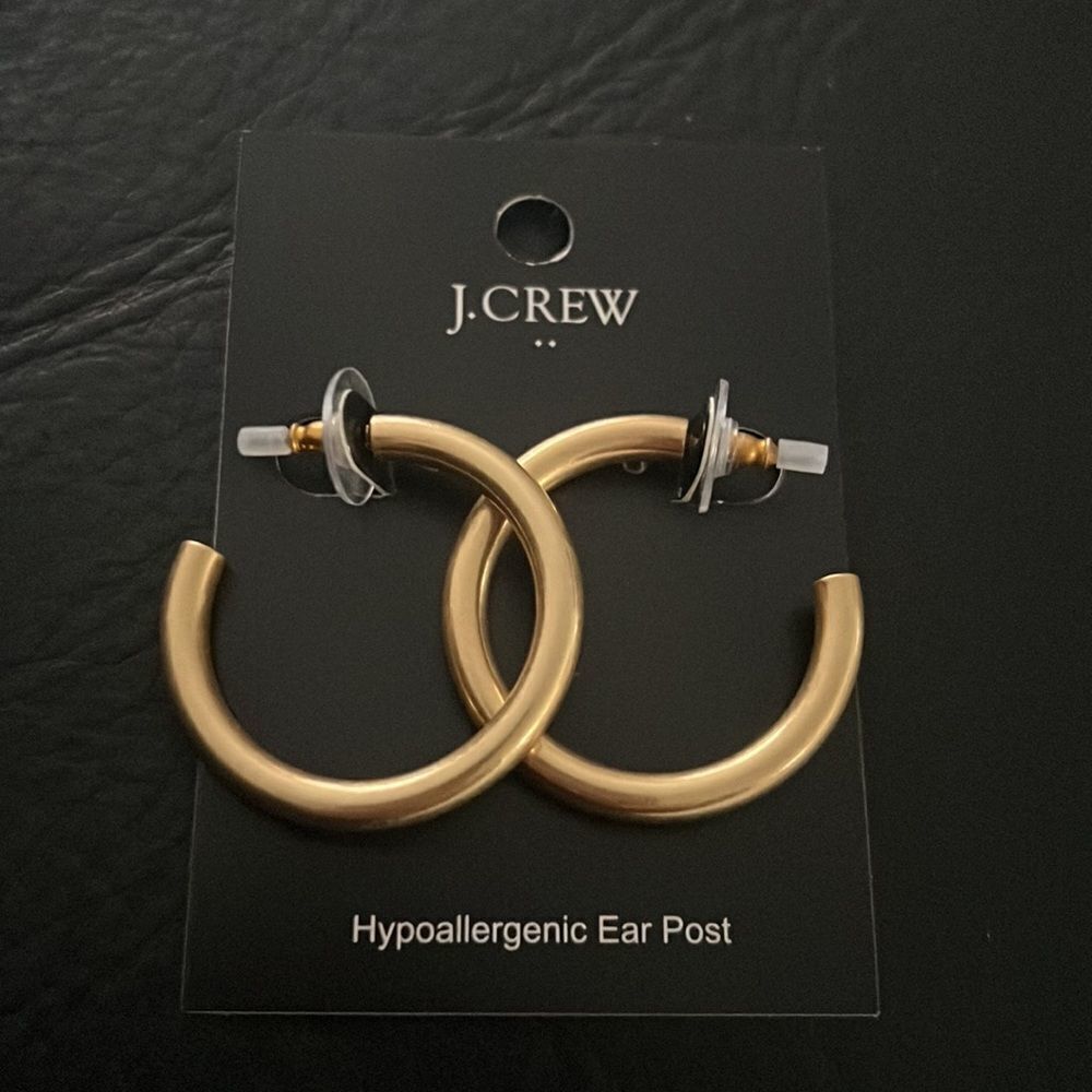 JCREW thick hoop earrings gold plated Q1 - Picture 4 of 5